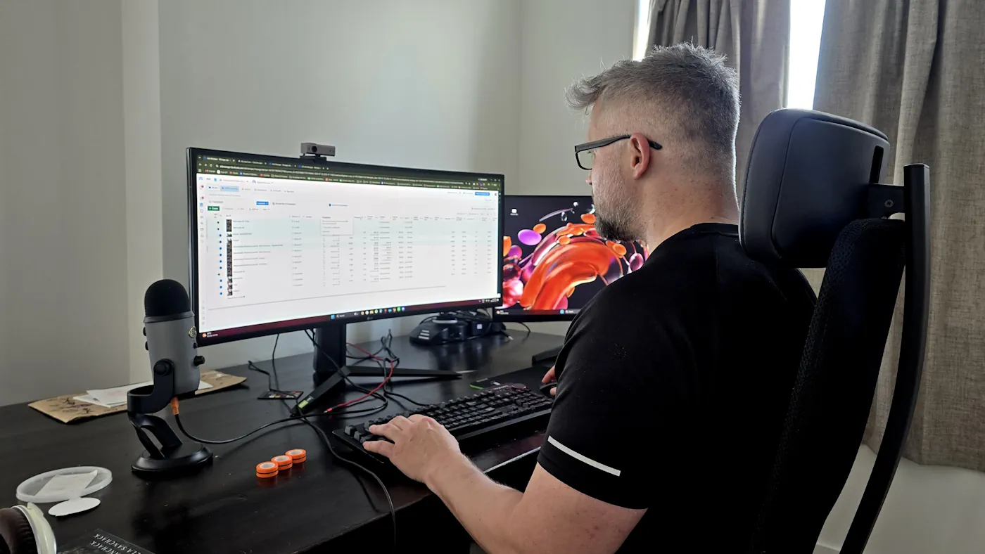 JD at his desk reviewing a Meta Ads Manager account